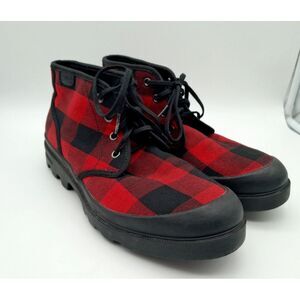 RALPH LAUREN Polo Umar Red Black Buffalo Plaid‎ Check Ankle Boots Men's 8.5 D